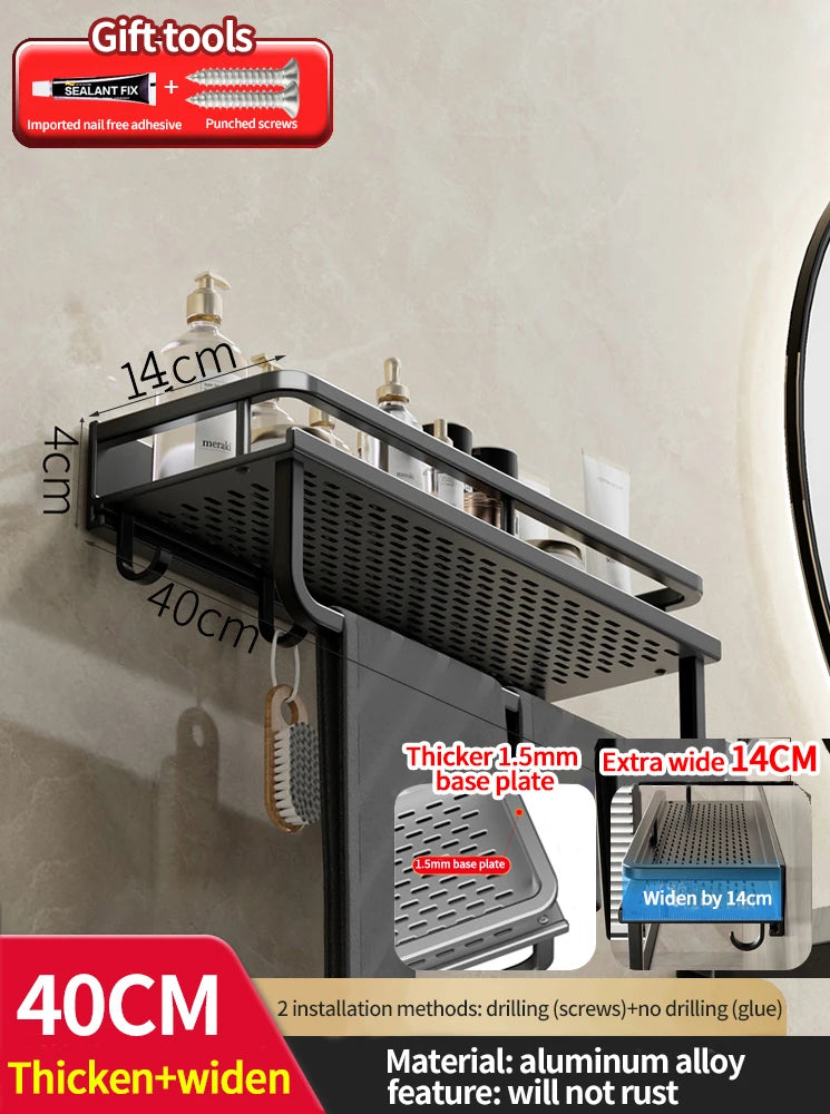 Wandhängendes Aluminium-Badregal – Platzsparend & Elegant
