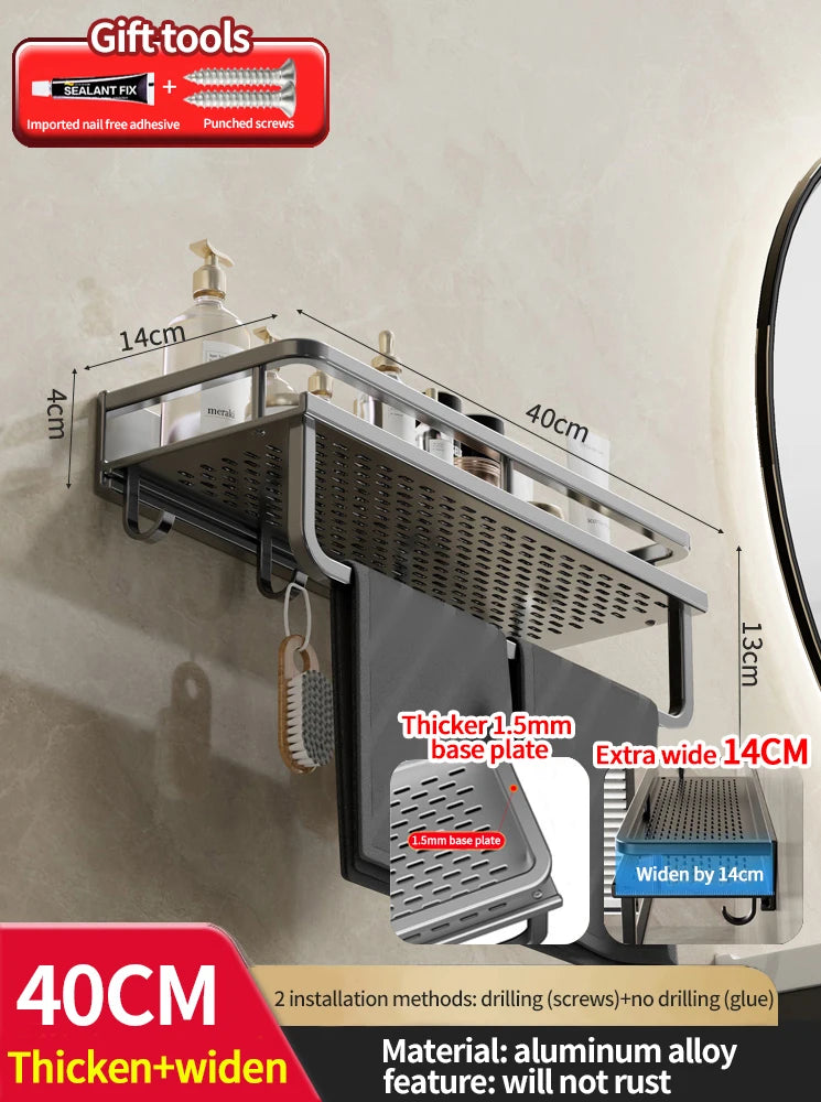 Wandhängendes Aluminium-Badregal – Platzsparend & Elegant
