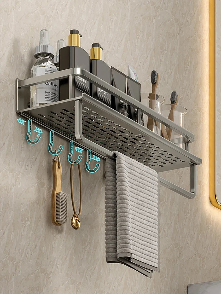 Wandhängendes Aluminium-Badregal – Platzsparend & Elegant