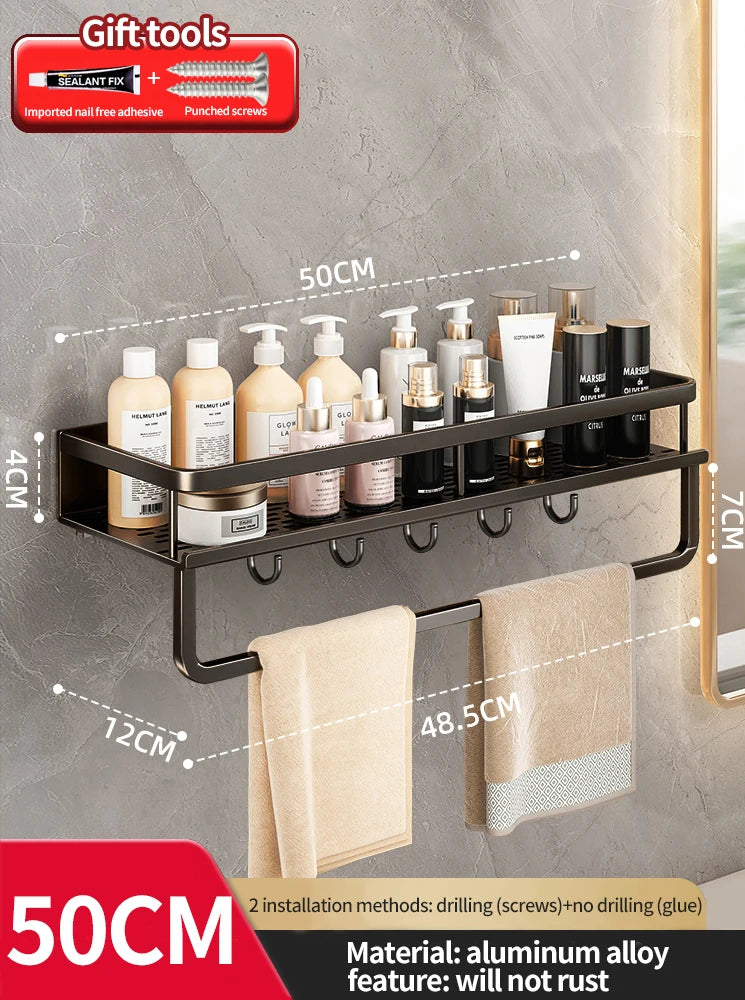 Wandhängendes Aluminium-Badregal – Platzsparend & Elegant