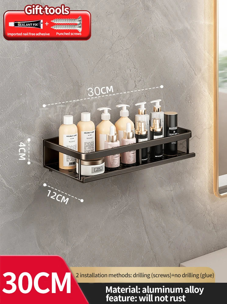 Wandhängendes Aluminium-Badregal – Platzsparend & Elegant
