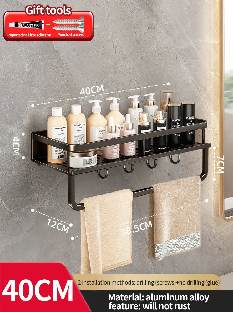 Wandhängendes Aluminium-Badregal – Platzsparend & Elegant