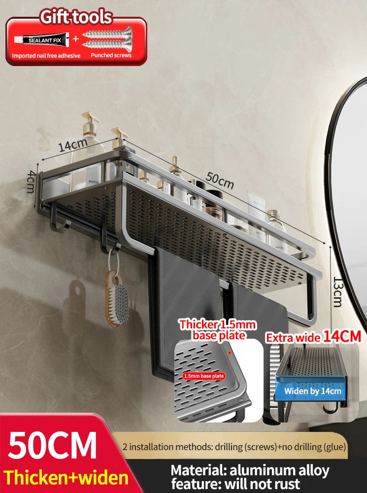 Wandhängendes Aluminium-Badregal – Platzsparend & Elegant