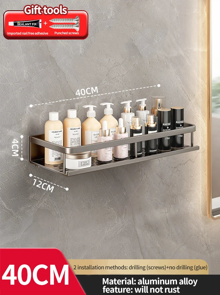 Wandhängendes Aluminium-Badregal – Platzsparend & Elegant