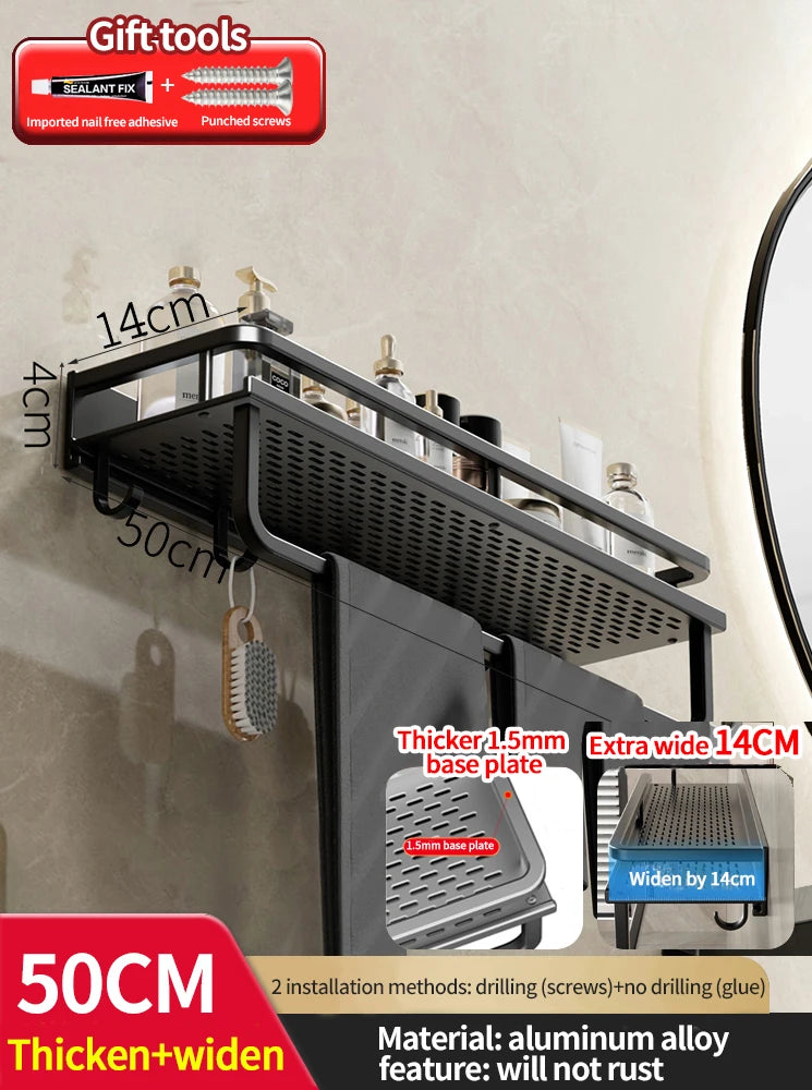 Wandhängendes Aluminium-Badregal – Platzsparend & Elegant