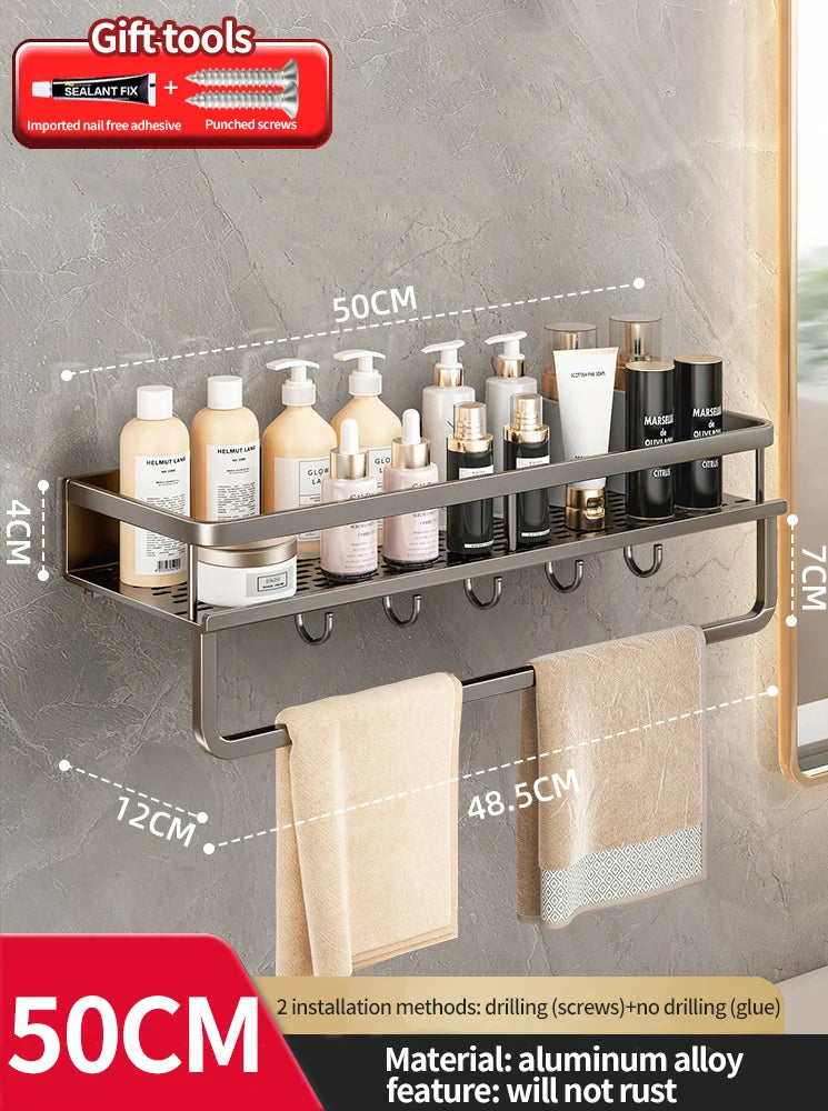 Wandhängendes Aluminium-Badregal – Platzsparend & Elegant