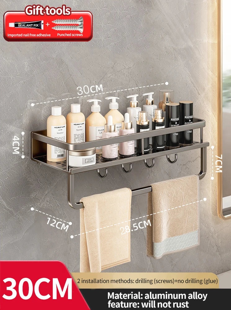 Wandhängendes Aluminium-Badregal – Platzsparend & Elegant
